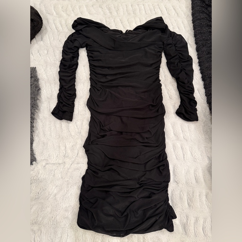 Elegant Black Ruched Dress